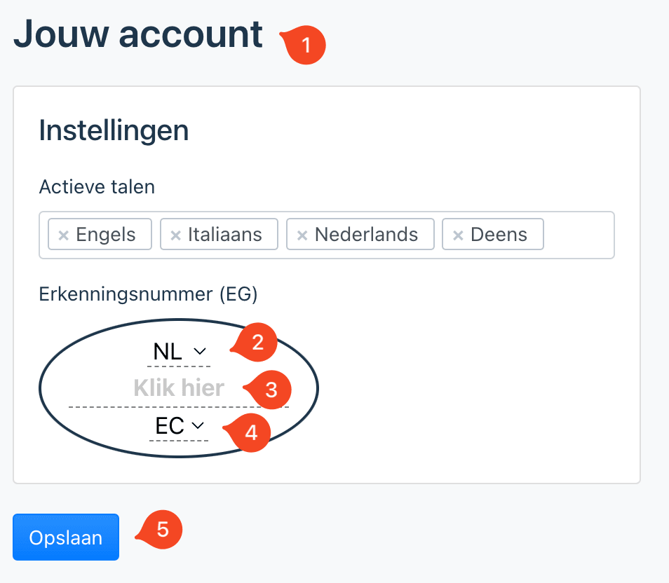 Schermafbeelding: Identificatiemerk aanpassen in Eclarion